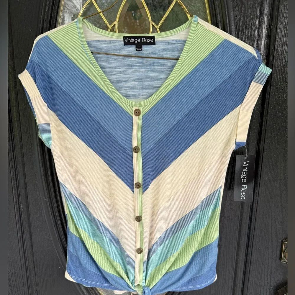 Women's Vintage Rose Multicolor Striped Top NWT. Size S.